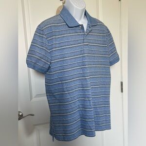 St John’s Bay Polo Legacy Shirt Men’s Lg Blue Striped Cotton Short Sleeve Casual